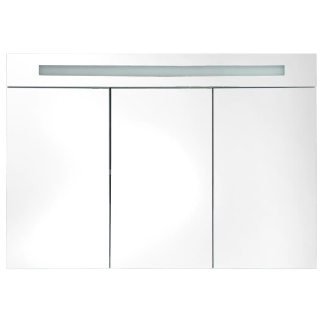 badeværelsesskab med spejl + LED-lys 88x13x62 cm