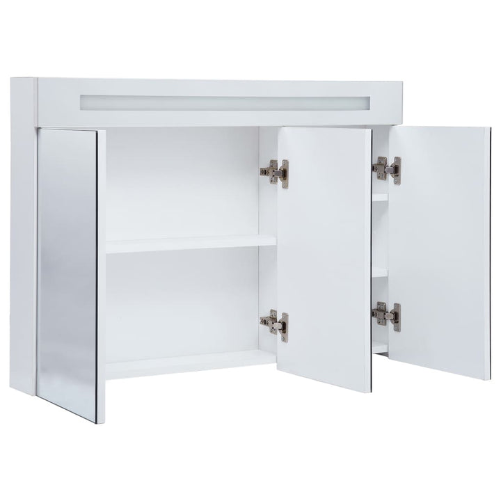 badeværelsesskab med spejl + LED-lys 88x13x62 cm