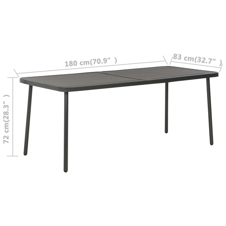havebord 180 x 83 x 72 cm stål mørkegrå