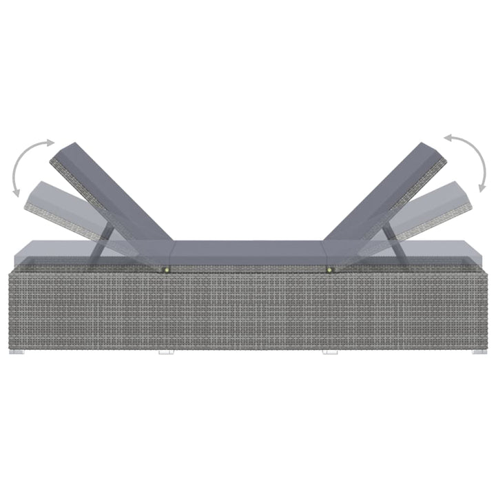 liggestol med hynde polyrattan grå