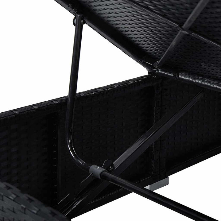 Havens solsenge med pude 3 pcs Sort Poly rattan