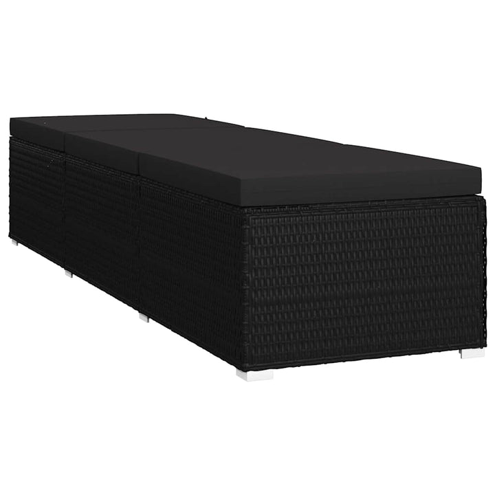 Havens solsenge med pude 3 pcs Sort Poly rattan