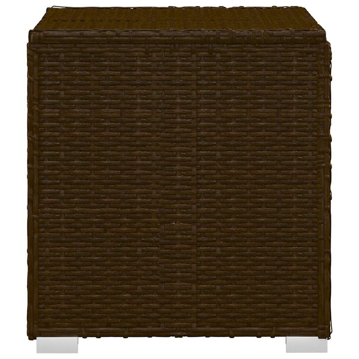 liggestol med hynde og tebord polyrattan brun