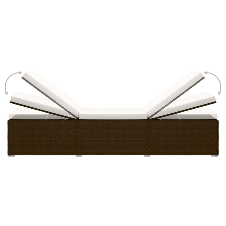 liggestol med hynde og tebord polyrattan brun