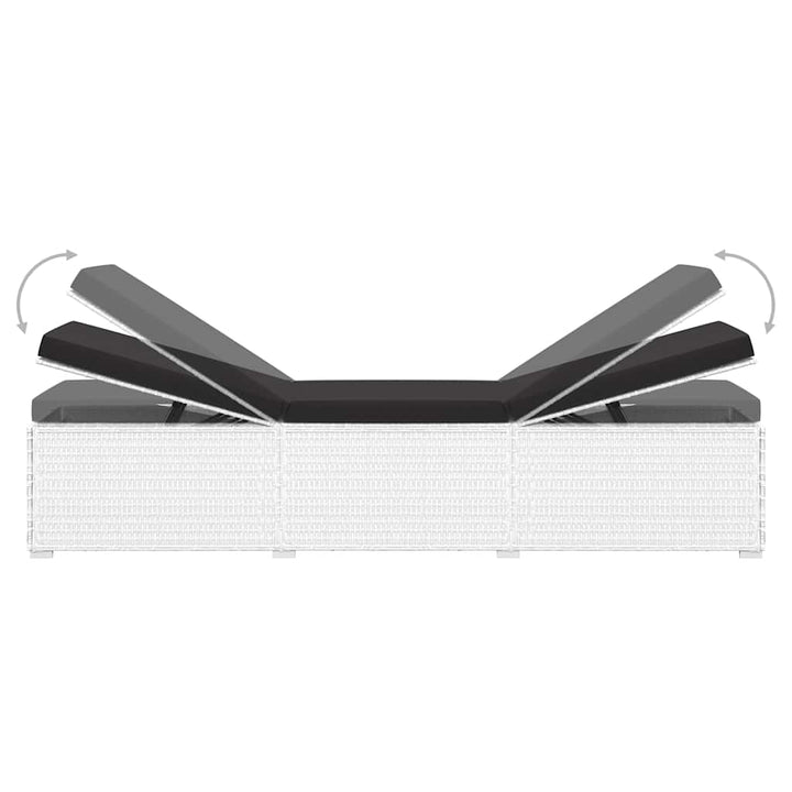 liggestol med hynde og tebord polyrattan hvid