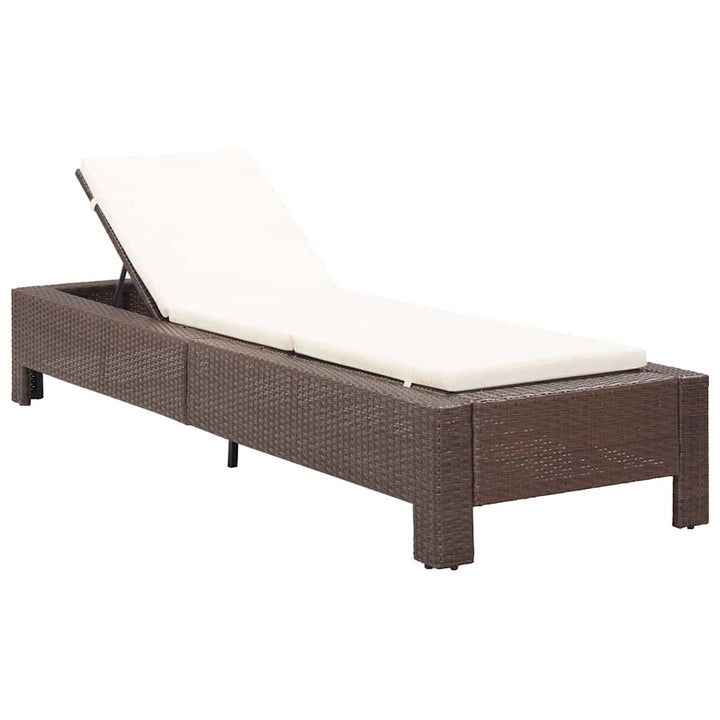 solseng med hynde polyrattan brun