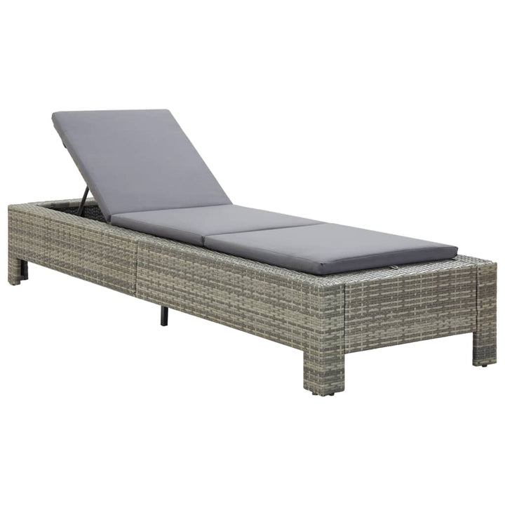 liggestol med hynde polyrattan grå