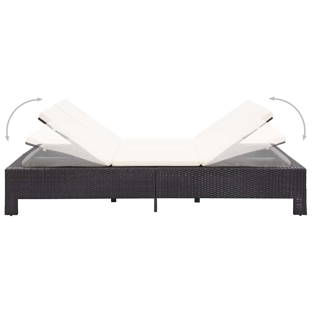 2-personers solseng med hynde polyrattan sort