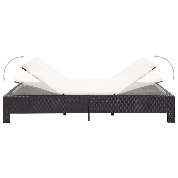 2-personers solseng med hynde polyrattan sort
