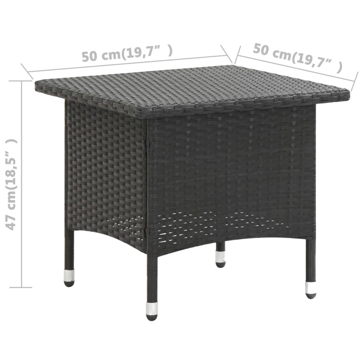 tebord 50 x 50 x 47 cm polyrattan sort