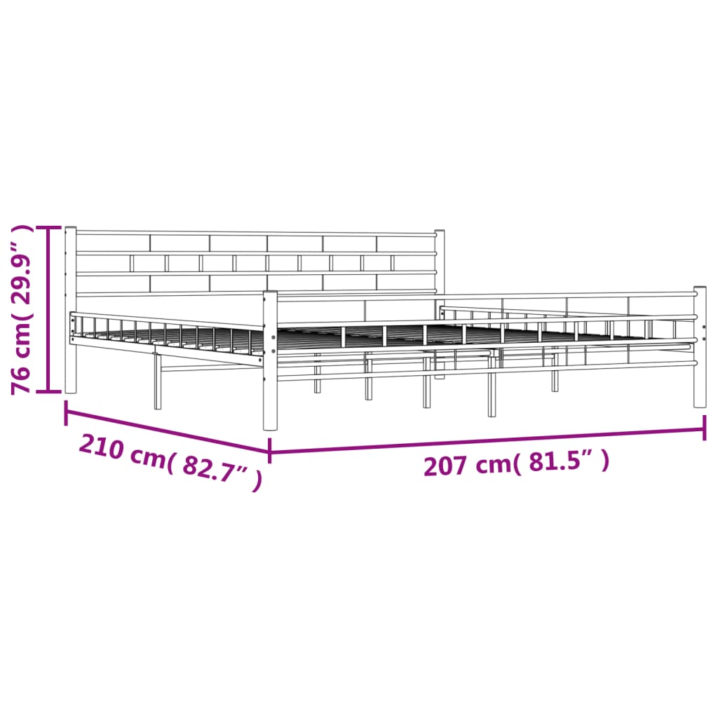 sengestel 200 x 200 cm metal hvid