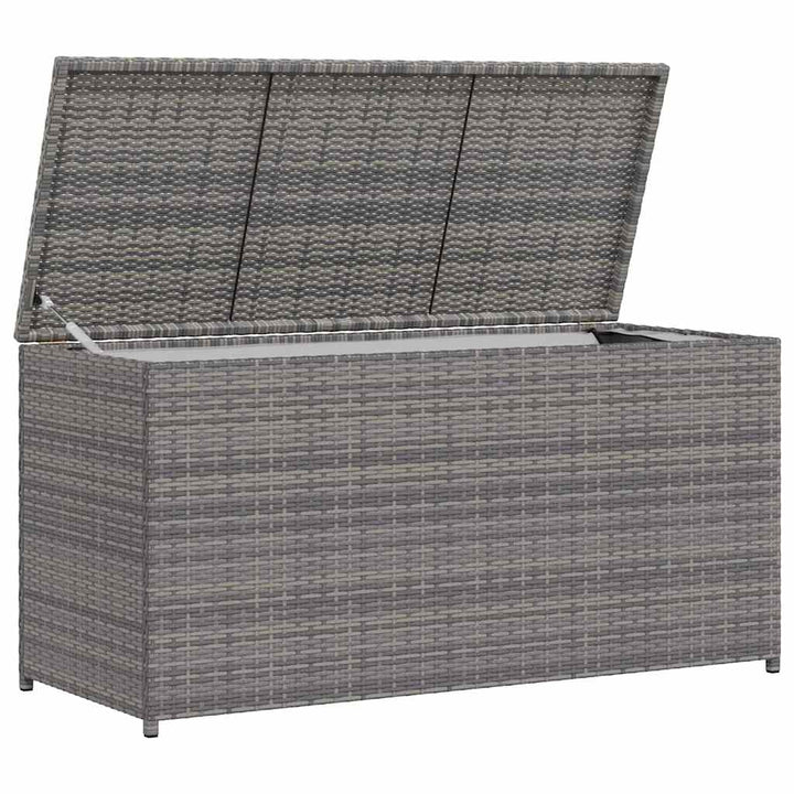 opbevaringskasse til haven 120x50x60 cm polyrattan grå