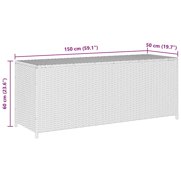 opbevaringskasse til haven 150x50x60 cm polyrattan grå