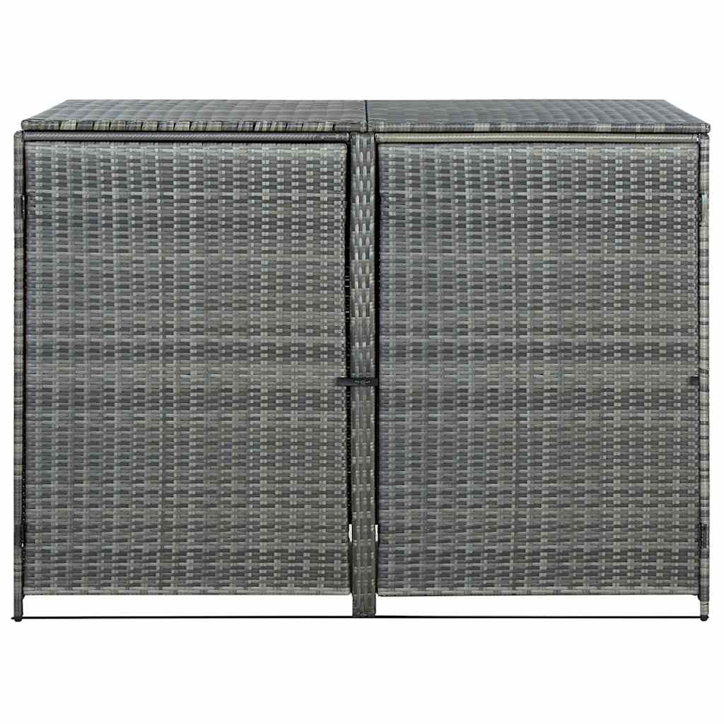 dobbelt skraldespandsskjuler 148x77x111 cm polyrattan grå