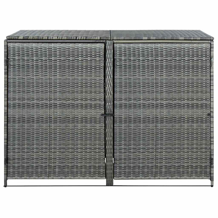 dobbelt skraldespandsskjuler 148x77x111 cm polyrattan grå