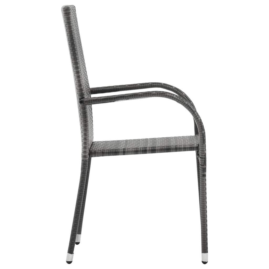 havestole 2 stk. stabelbar polyrattan grå