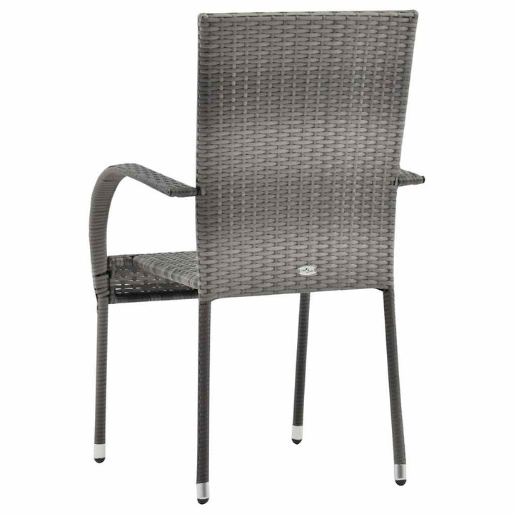 havestole 2 stk. stabelbar polyrattan grå