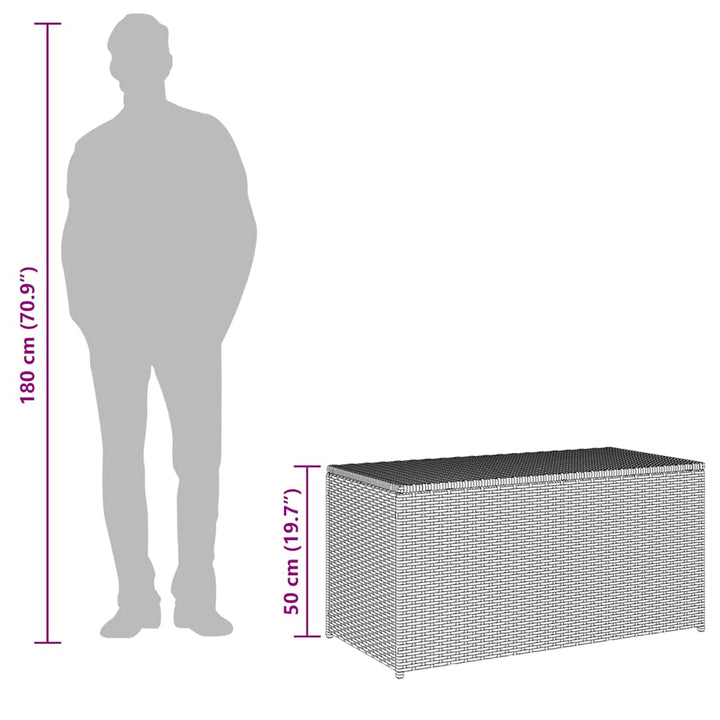 opbevaringskasse til haven 100x50x50 cm polyrattan grå