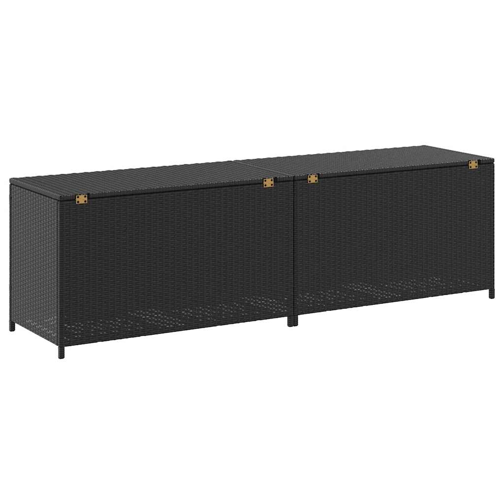 opbevaringskasse til haven 200x50x60 polyrattan sort
