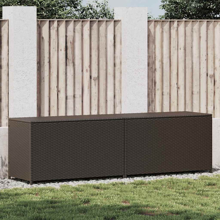 opbevaringskasse til haven 200x50x60 polyrattan brun