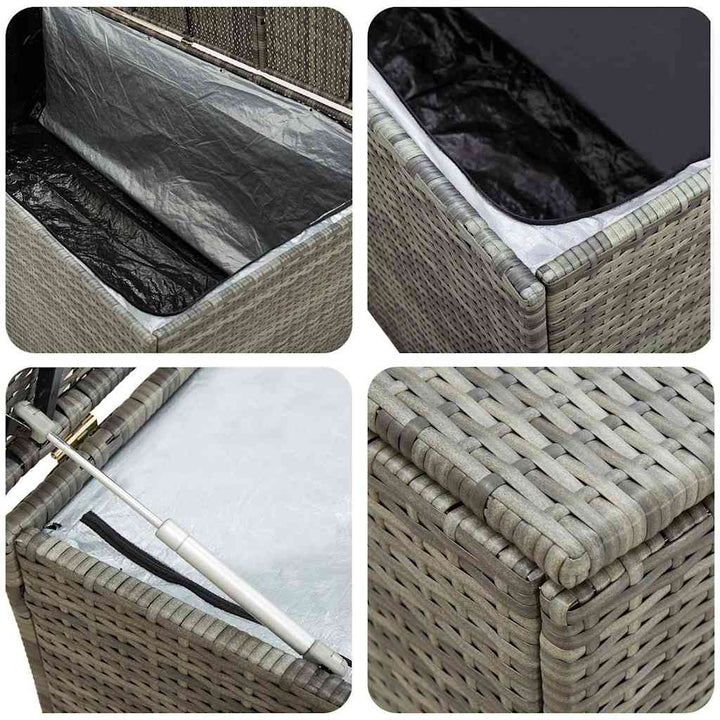 opbevaringskasse til haven 200x50x60 polyrattan grå