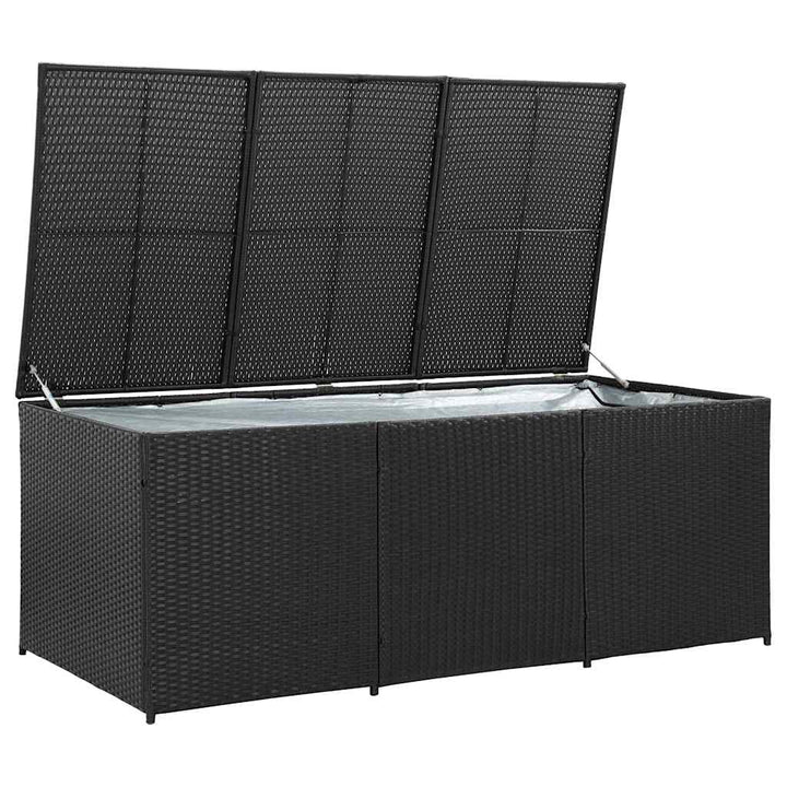 opbevaringskasse til haven 180x90x70 cm polyrattan sort