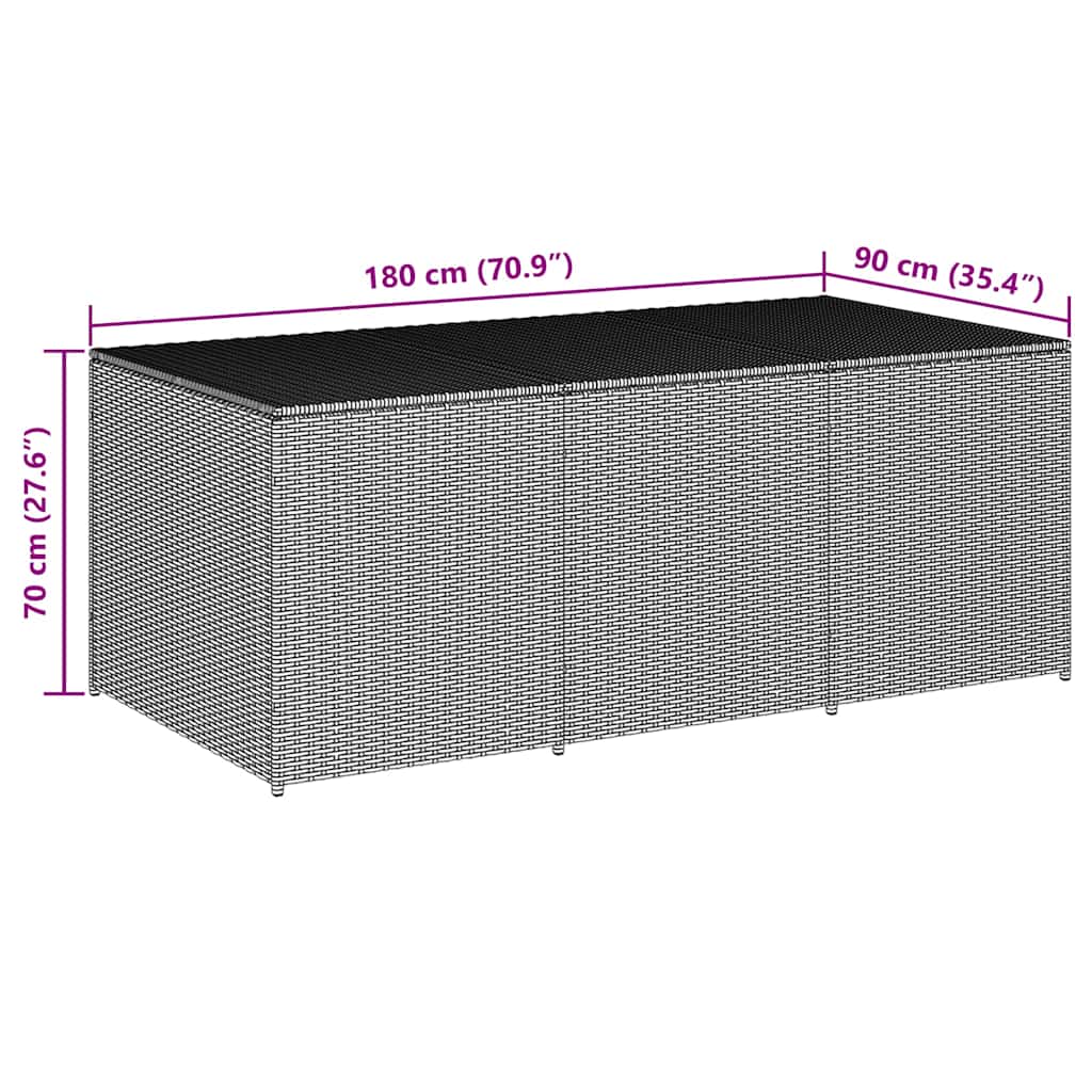 opbevaringskasse til haven 180x90x70 cm polyrattan brun