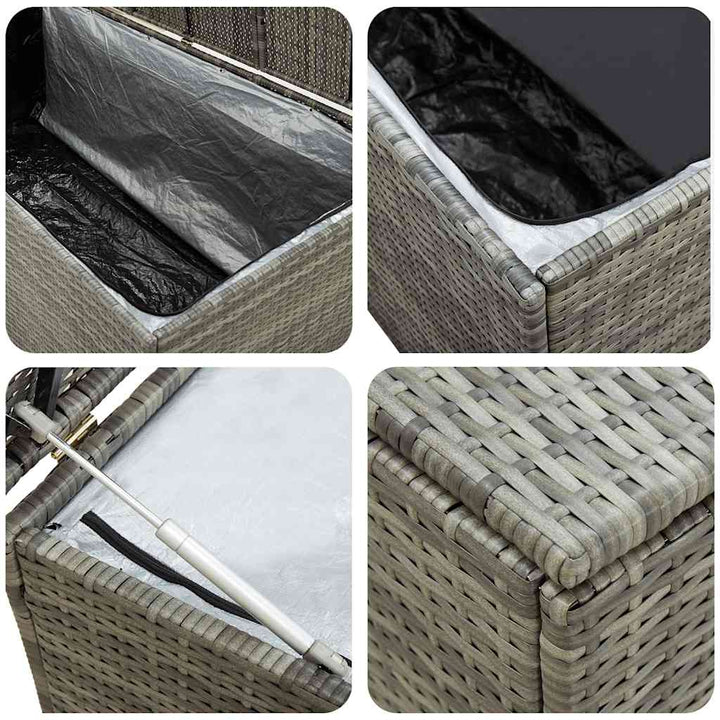 opbevaringskasse til haven 180x90x70 cm polyrattan grå