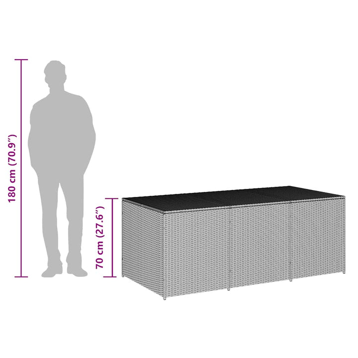 opbevaringskasse til haven 180x90x70 cm polyrattan grå