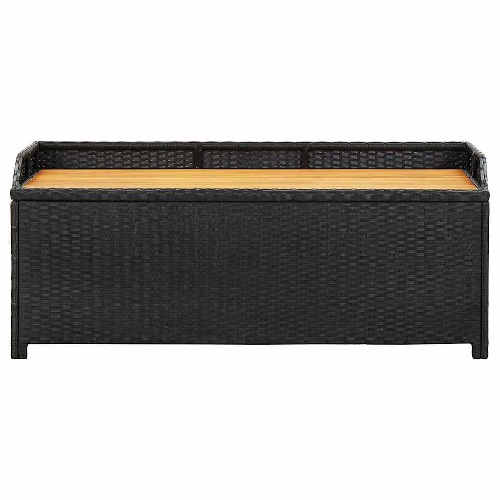 havebænk med opbevaring 120 cm polyrattan sort