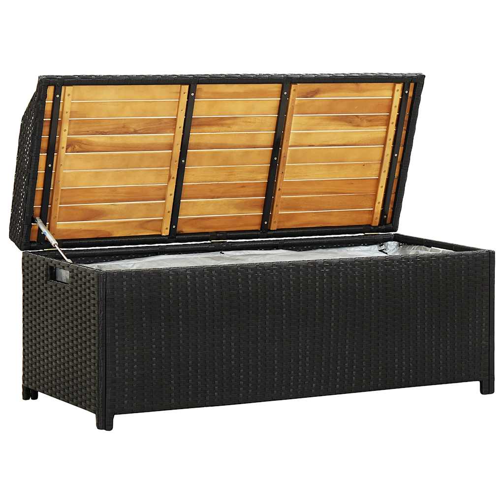 havebænk med opbevaring 120 cm polyrattan sort