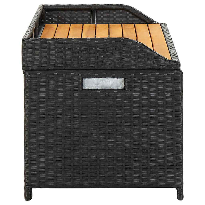 havebænk med opbevaring 120 cm polyrattan sort