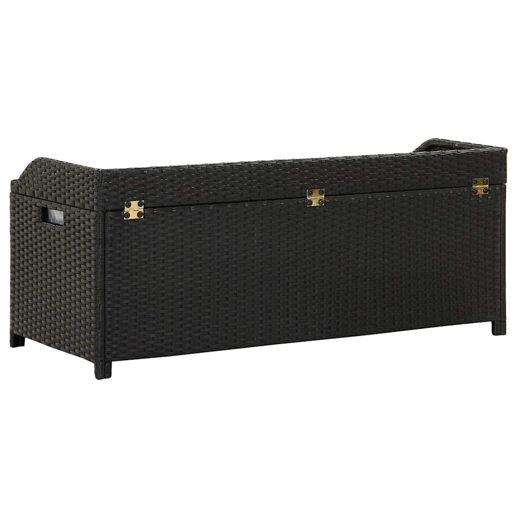 havebænk med opbevaring 120 cm polyrattan sort