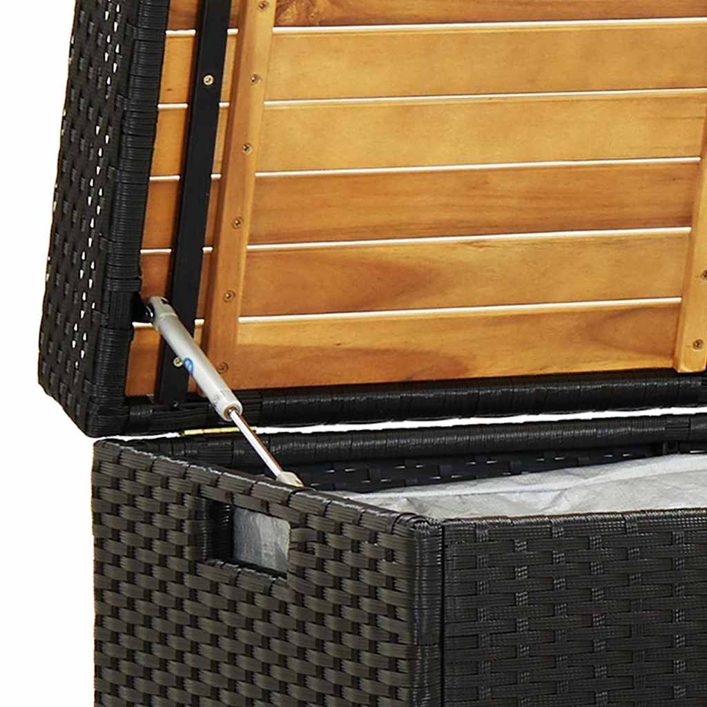 havebænk med opbevaring 120 cm polyrattan sort