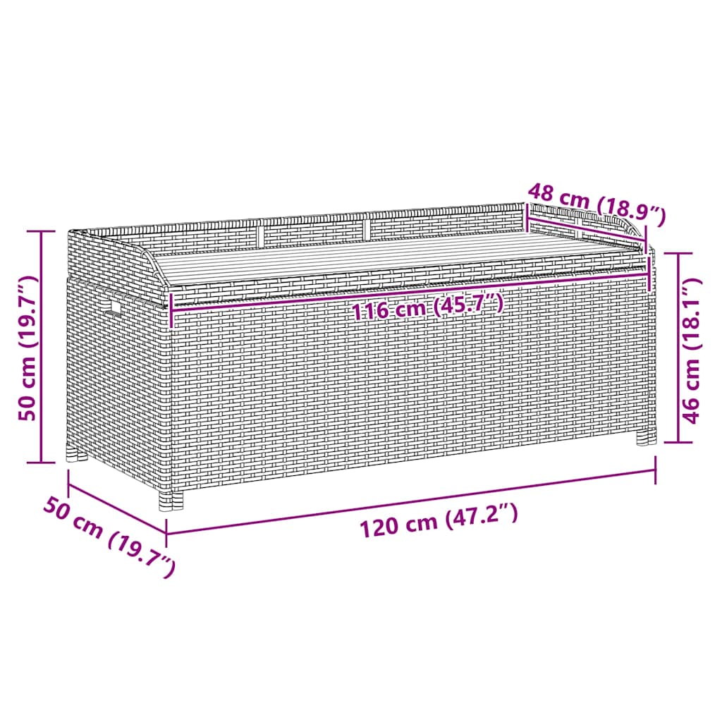 havebænk med opbevaring 120 cm polyrattan sort