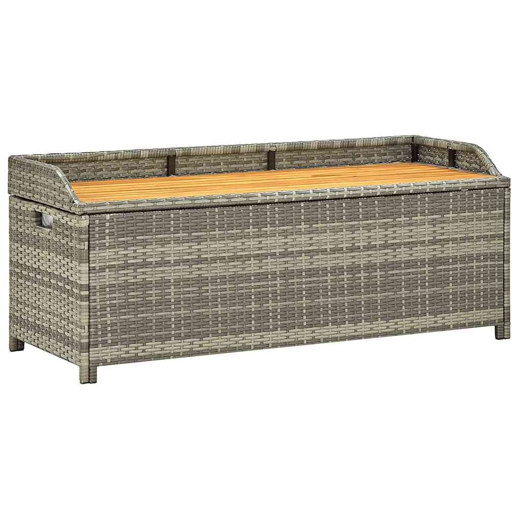 havebænk med opbevaring 120 cm polyrattan grå