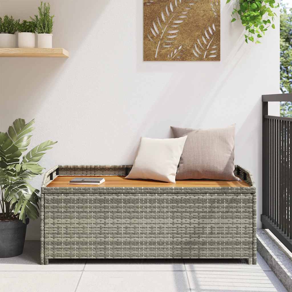 havebænk med opbevaring 120 cm polyrattan grå