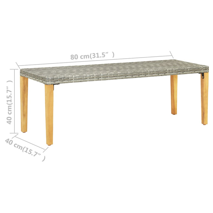 havebænk 80 cm polyrattan grå