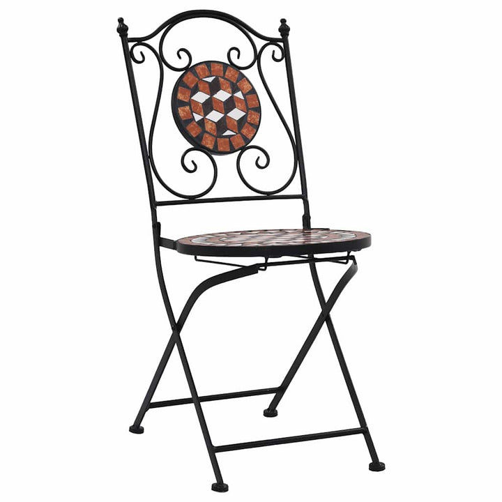 bistrostole 2 stk. med mosaikdesign keramisk brun