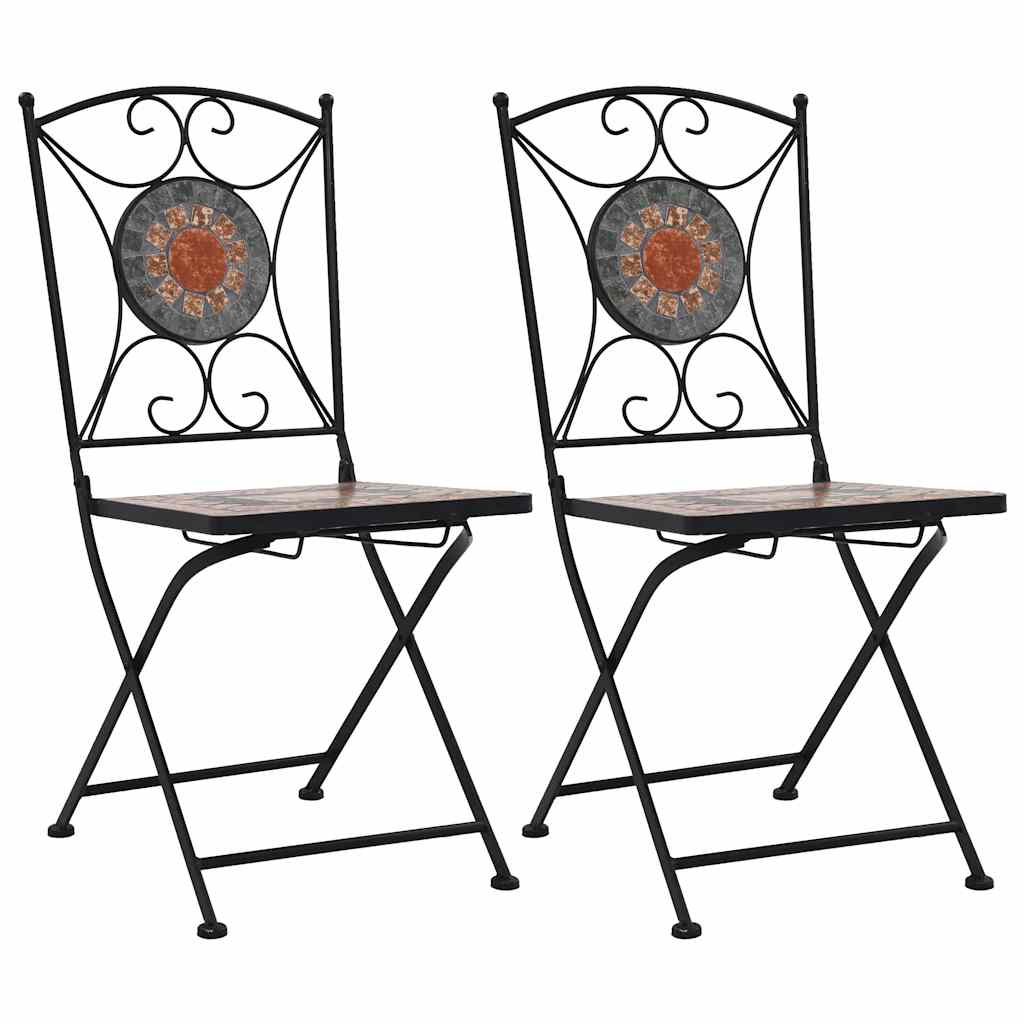 bistrostole 2 stk. med mosaikdesign orange/grå