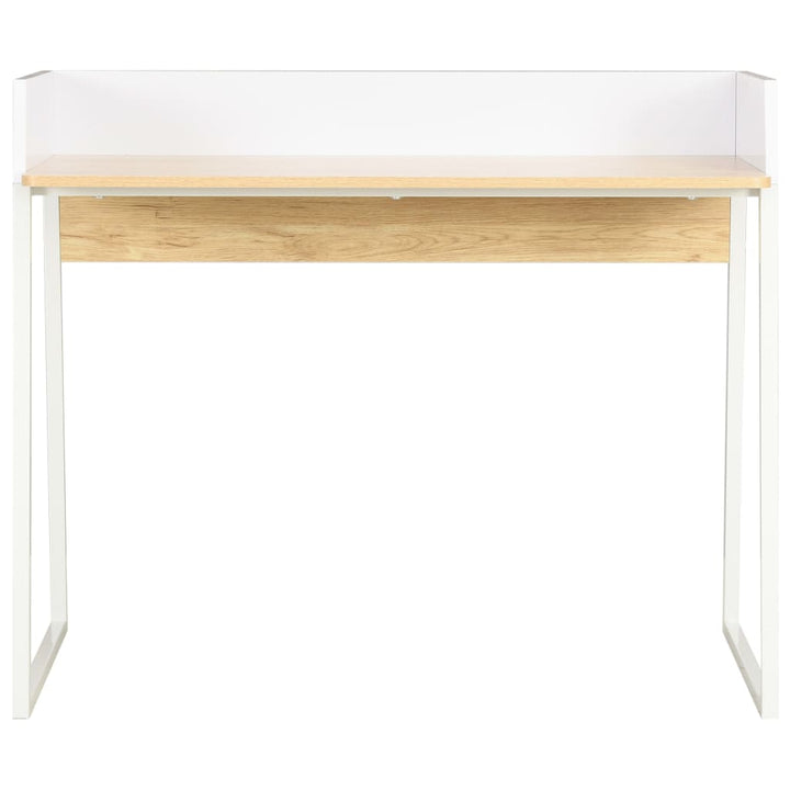 skrivebord 90x60x88 cm hvid og egetræsfarvet
