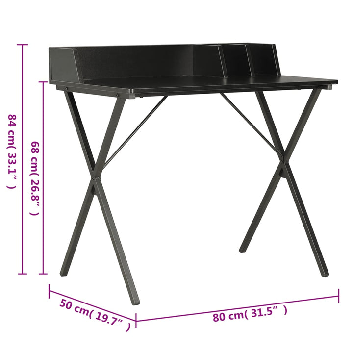 skrivebord 80 x 50 x 84 cm sort