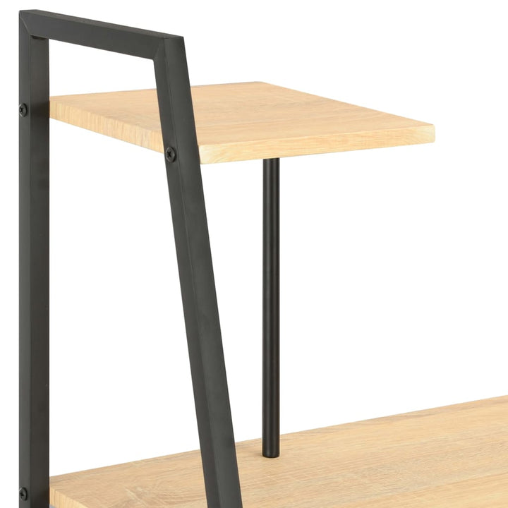 skrivebord med reol 102x50x117 cm sort og eg
