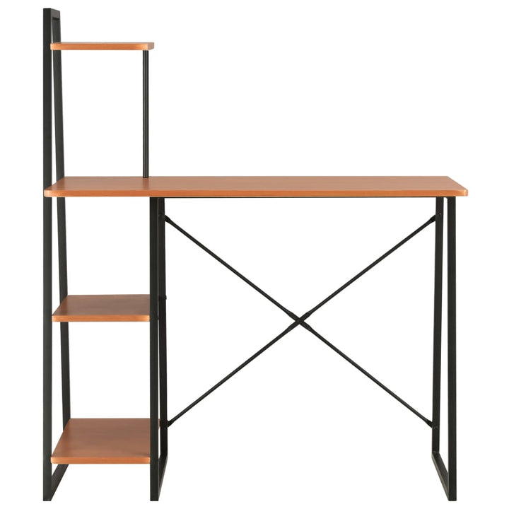 skrivebord med reol 102x50x117 cm sort og brun