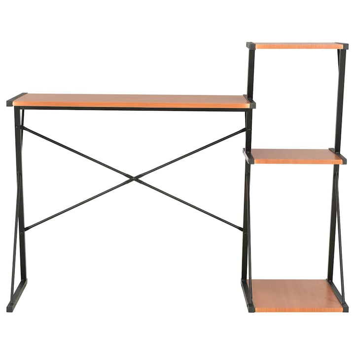 skrivebord med hylde 116x50x93 cm sort og brun