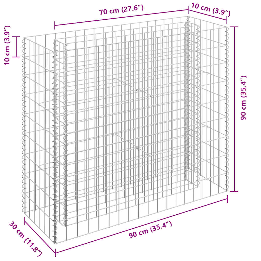 gabion-højbed 90x30x90 cm galvaniseret stål