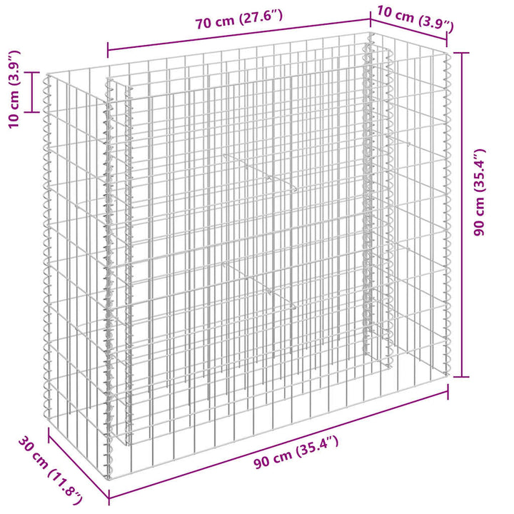 gabion-højbed 90x30x90 cm galvaniseret stål