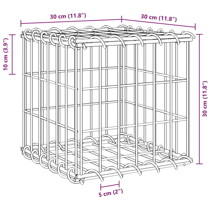 gabion-højbed 30x30x30 cm kubeformet stål