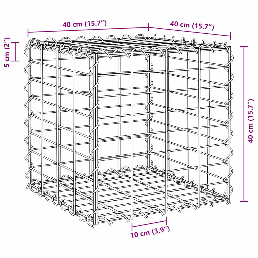 gabion-plantekasse 40x40x40 cm kubeformet stål