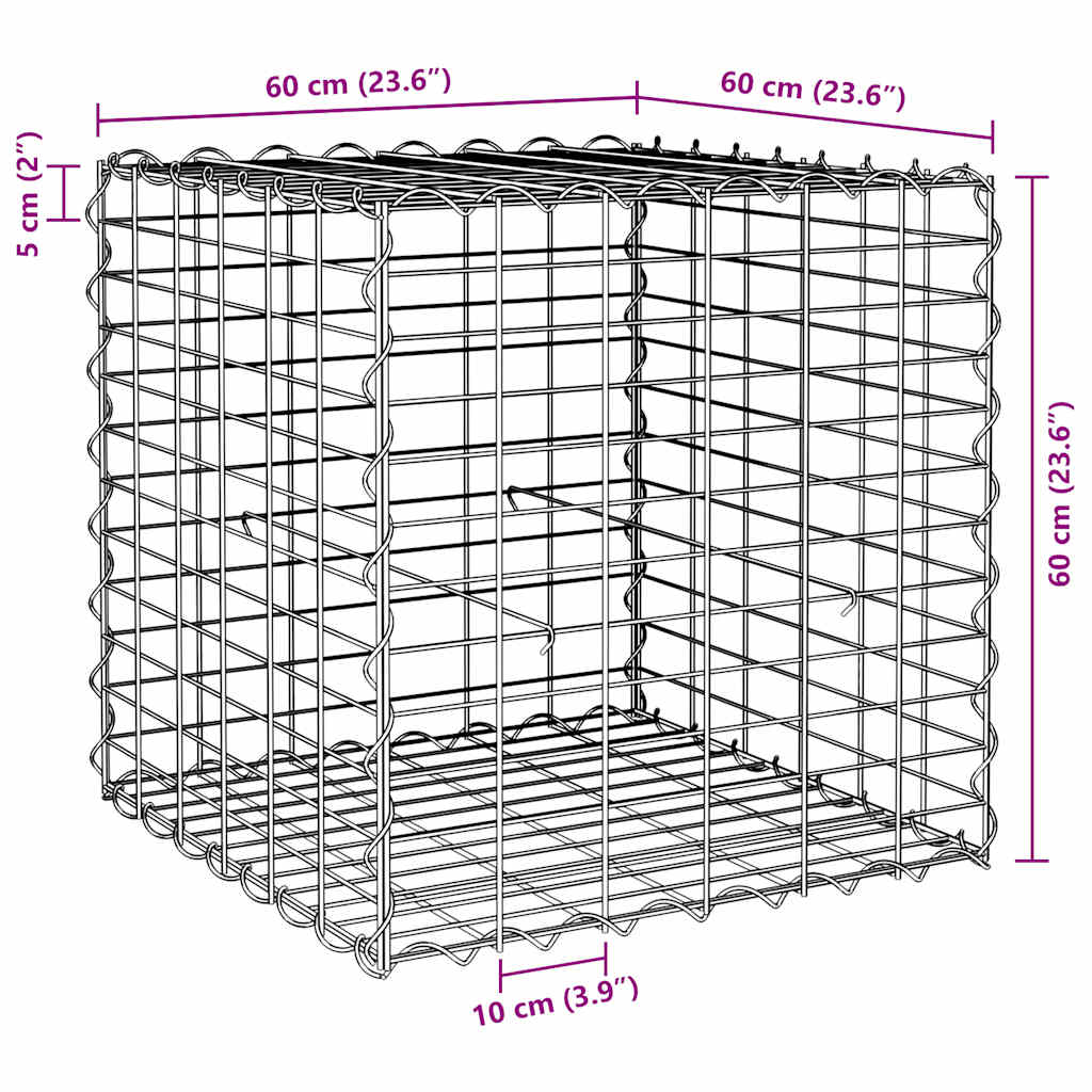 gabion-højbed 60x60x60 cm kubeformet stål